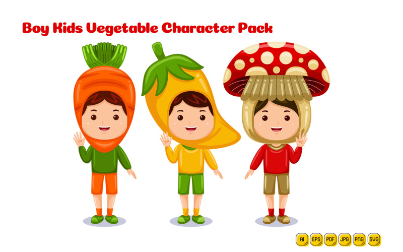 boy kids vegetable character costume #02 Vector Graphic