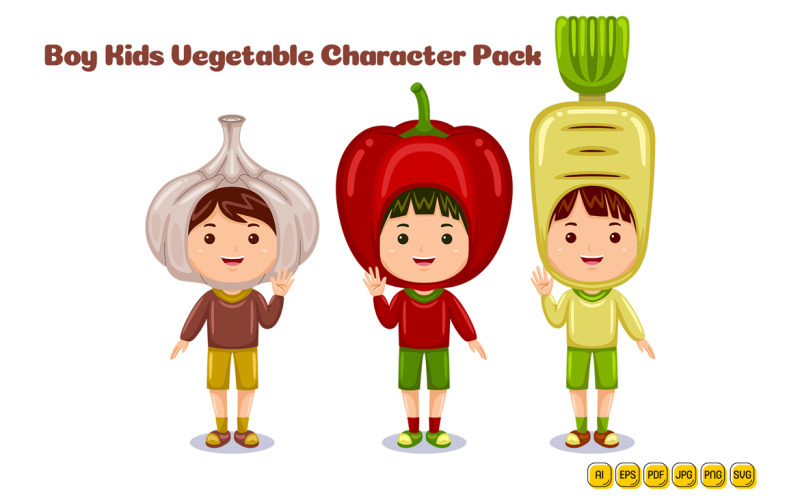 boy kids vegetable character costume #04 Vector Graphic