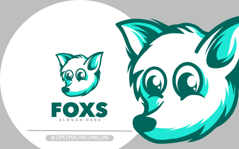 Cute fox head mascot cartoon design logo Logo Template