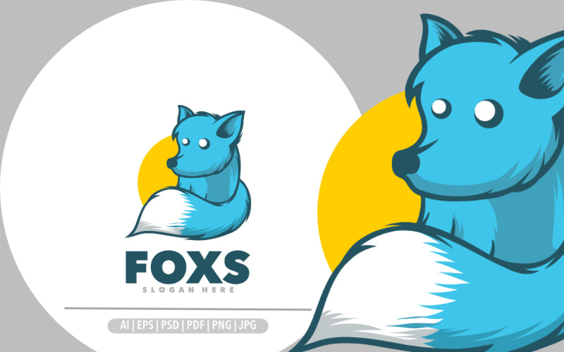 Cute fox mascot design logo illustration Logo Template