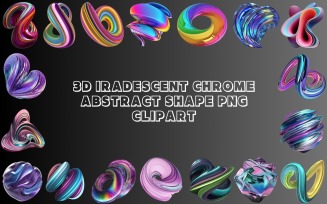 3D Iridescent Chrome Shape Clipart