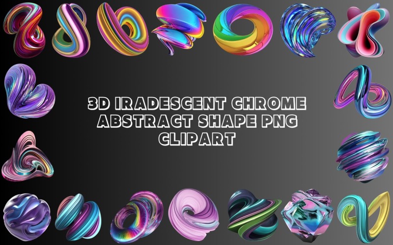 3D Iridescent Chrome Shape Clipart Background