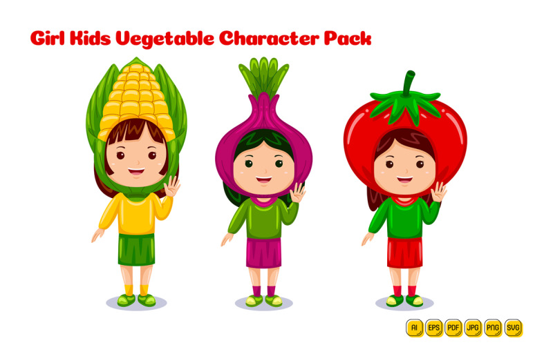 girl kids vegetable character costume #01 Vector Graphic