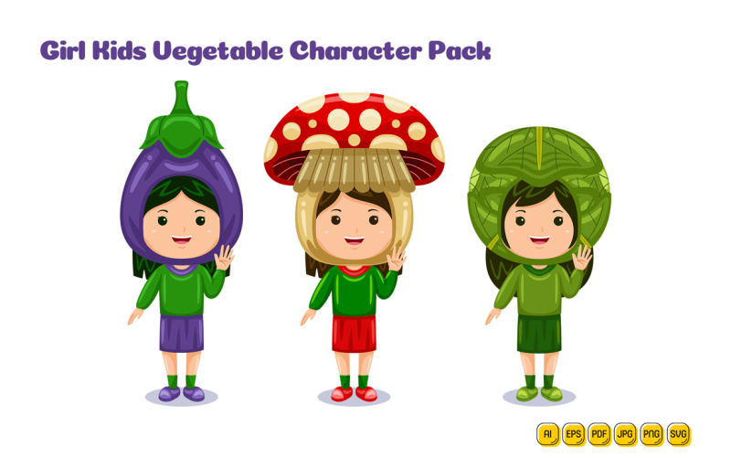 girl kids vegetable character costume #02 Vector Graphic