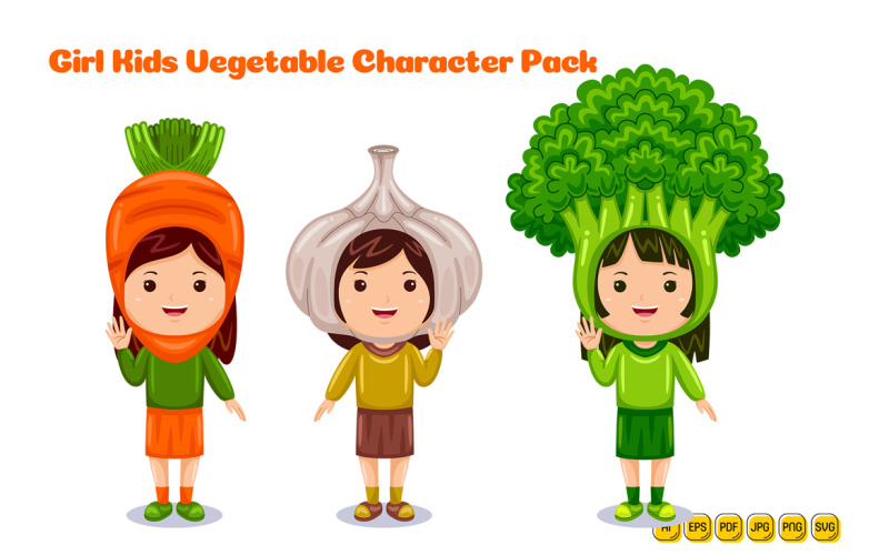 girl kids vegetable character costume #03 Vector Graphic