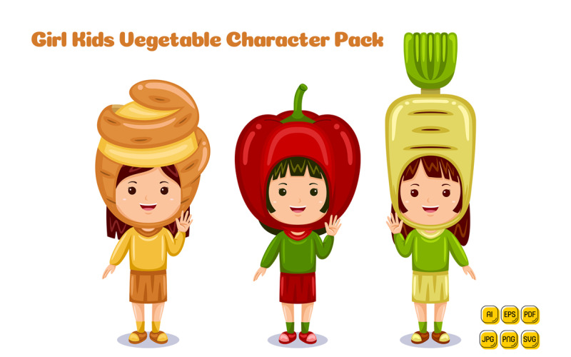girl kids vegetable character costume #04 Vector Graphic