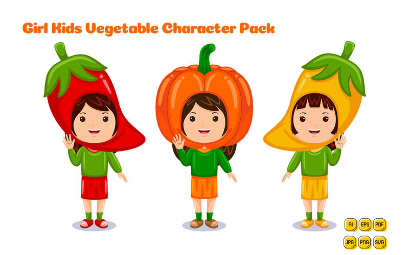 girl kids vegetable character costume #05 Vector Graphic