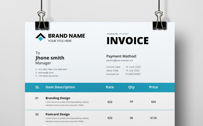 Simple Minimal Invoice Templates Corporate Identity
