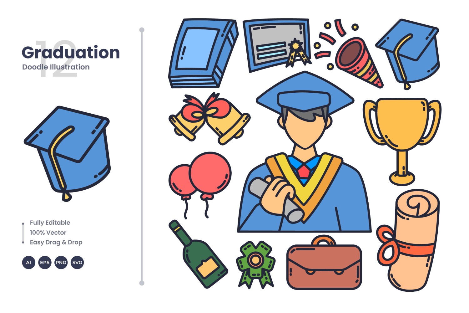 Kit Graphique #377892 Doodle Graduation Web Design - Logo template Preview