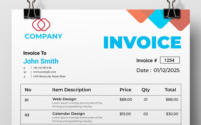 Business Invoice Template Corporate Identity