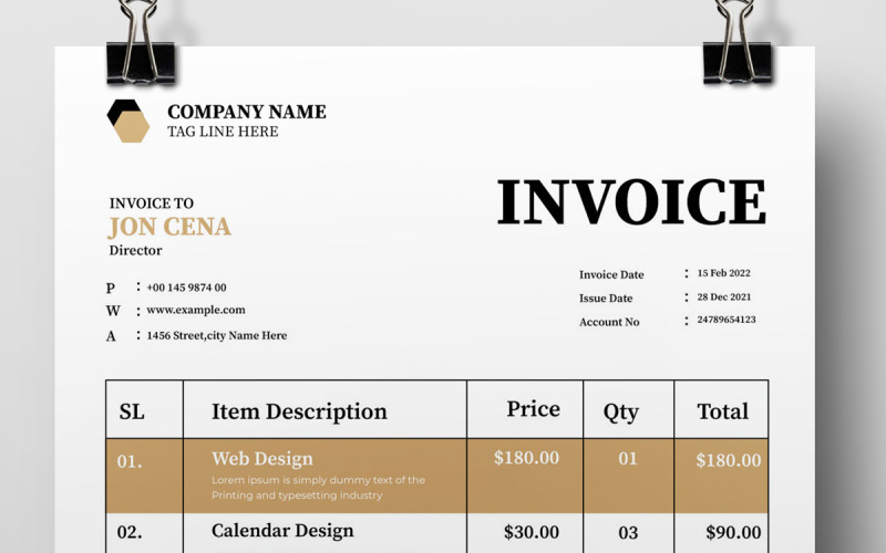Corporate Invoice Design Layout Corporate Identity
