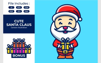 Cute Santa Claus Mascot Illustration