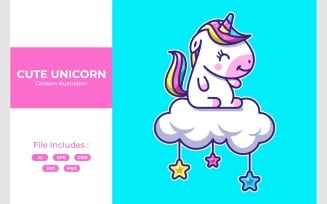 Cute Unicorn Cartoon Illustration