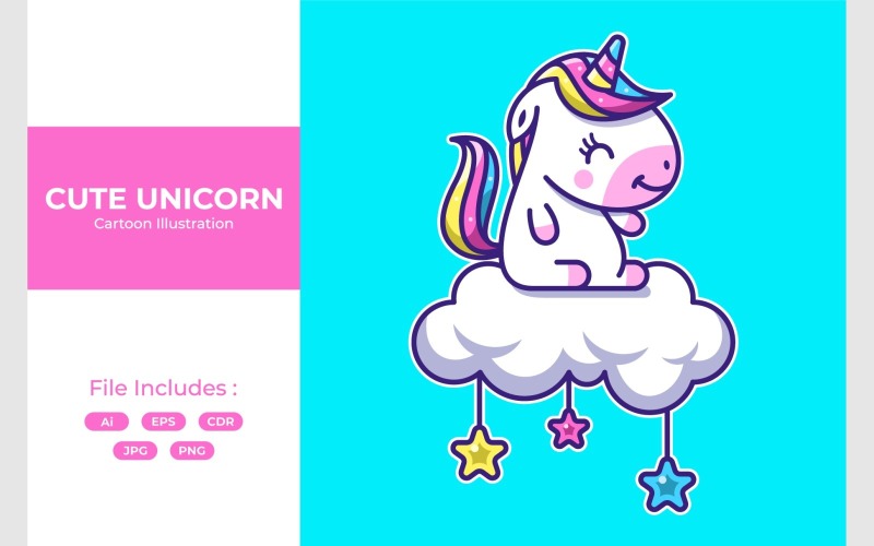 Cute Unicorn Cartoon Illustration