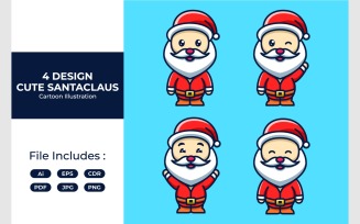 Set Cute Santa Claus Illustration