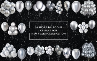 Silver Balloon PNG Clipart for New Year
