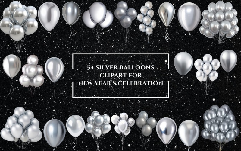 Silver Balloon PNG Clipart for New Year Background