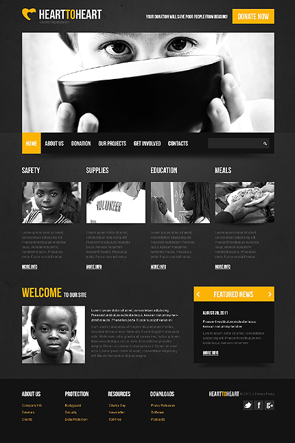 Our projects. Charity Templates. About me lorem site.