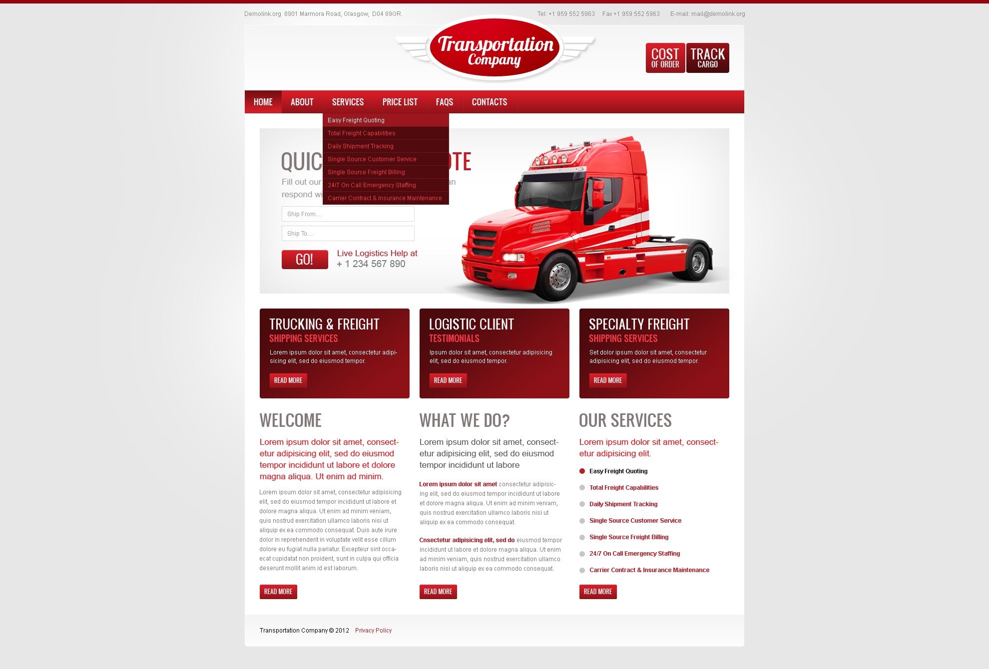 Trucking Website Template #37822