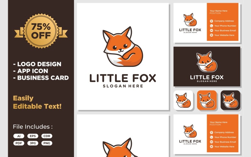 Cute Little Fox Cartoon Mascot Logo Logo Template