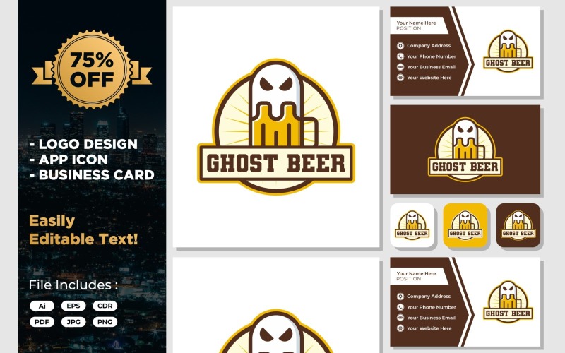 Ghost Beer Retro Vintage Logo Design Logo Template