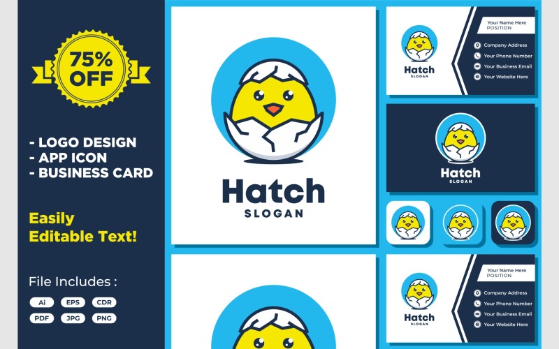 Hatch Egg Chicken Baby Cartoon Logo Logo Template