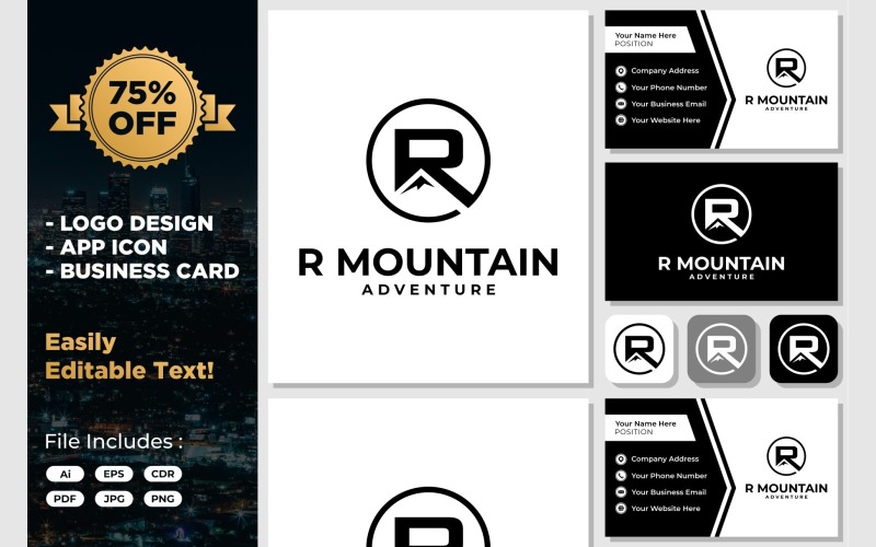 Letter R Mountain Vector Logo Design Logo Template