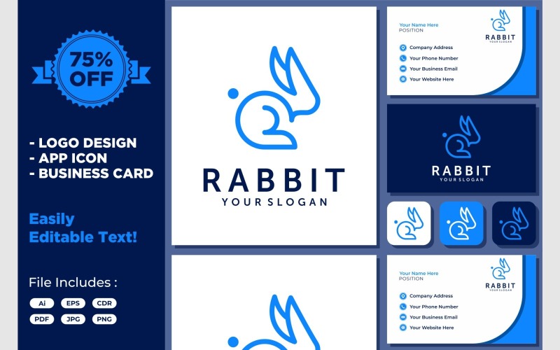 Simple Rabbit Abstract Bunny Logo Logo Template