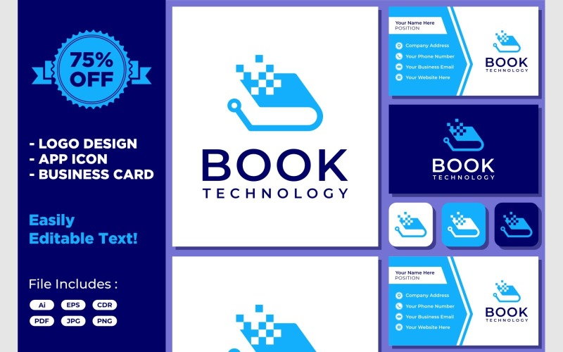 Book Digital Technology Education Logo Template