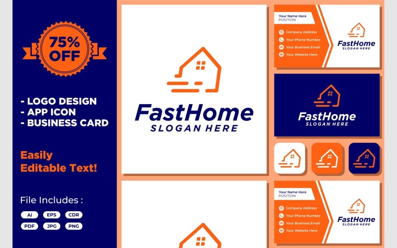 Fast Home Speed House Delivery Logo Logo Template