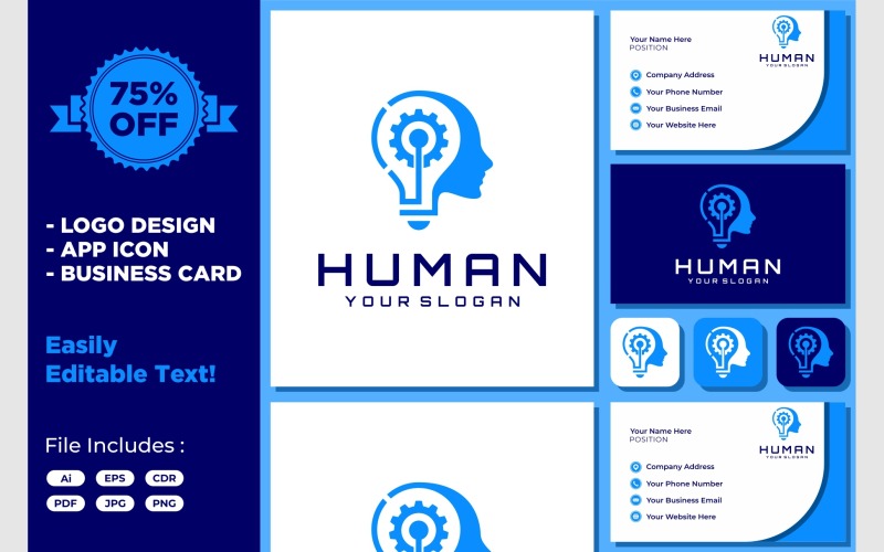 Head Human Gear Light Bulb Mind Logo Logo Template