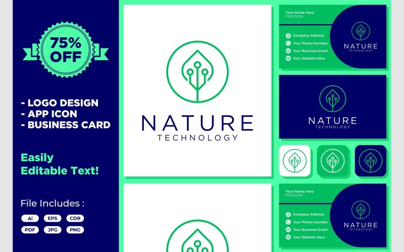 Leaf Technology Nature Digital Logo Logo Template