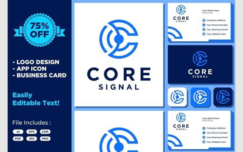 Letter C Signal Internet Technology Logo Template