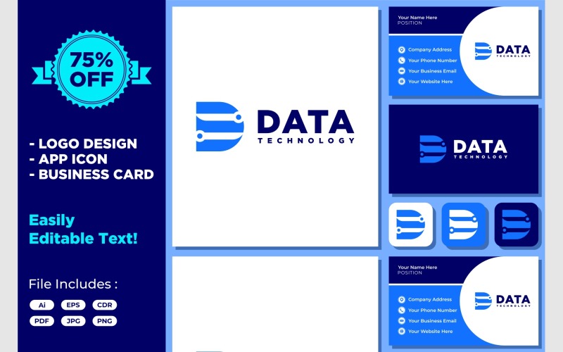 Letter D Data Digital Technology Logo Template