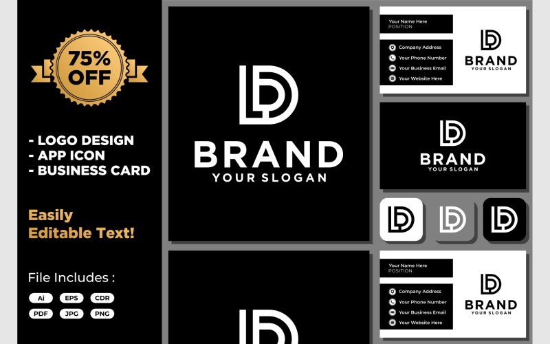 Letter L D Monogram Simple Icon Logo Logo Template