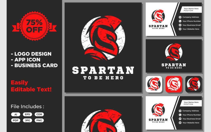 Letter S Spartan Head Helmet Warrior Logo Template