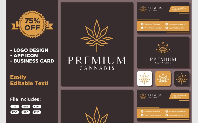 Luxury Cannabis Hemp Plant Weed Logo Logo Template