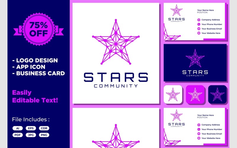 Star Community Connection Technology Logo Template