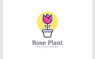 Flower Rose Plant Pot Logo