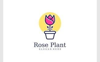 Flower Rose Plant Pot Logo