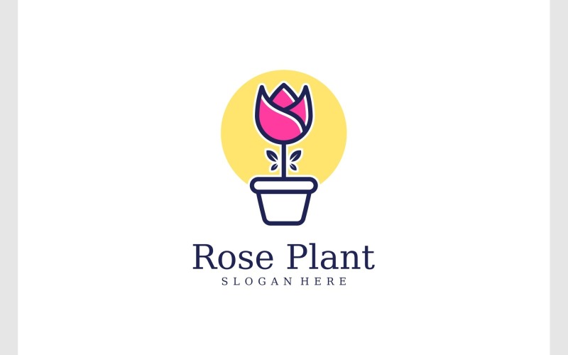 Flower Rose Plant Pot Logo Logo Template