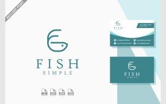 Letter F Simple Fish Logo