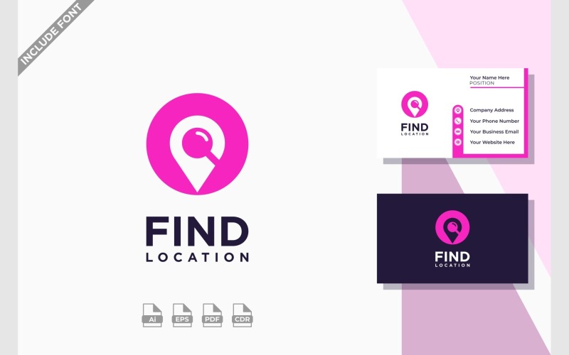 Location Pin Map Find Search Magnifying Glass Logo Logo Template