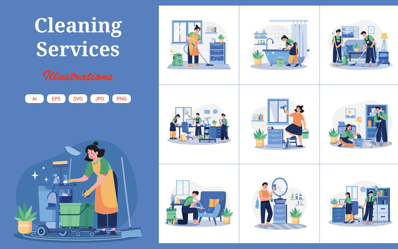 M606_Cleaning Services Illustration Pack