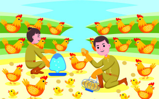 Chicken Farmer Profession Vector Illustration