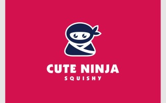 Cute Ninja Kawaii Simple Mascot Logo