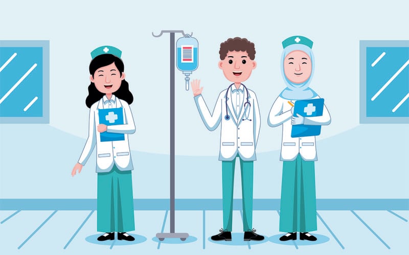 Doctor and Nurse Profession Vector Illustration Vector Graphic