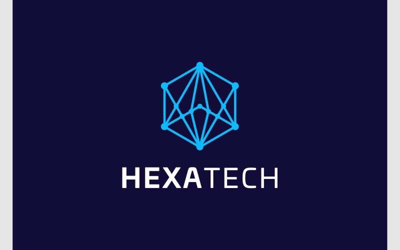 Hexagon Connection Digital Technology Logo Logo Template