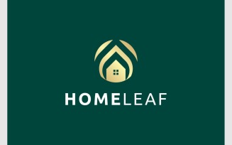 Home House Leaf Gold Luxury Logo