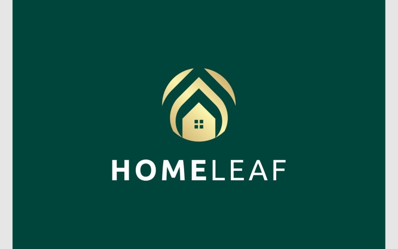 Home House Leaf Gold Luxury Logo Logo Template